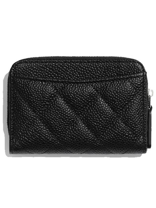 Classic zipper coin purse grained silver CC - CHANEL - BALAAN 8