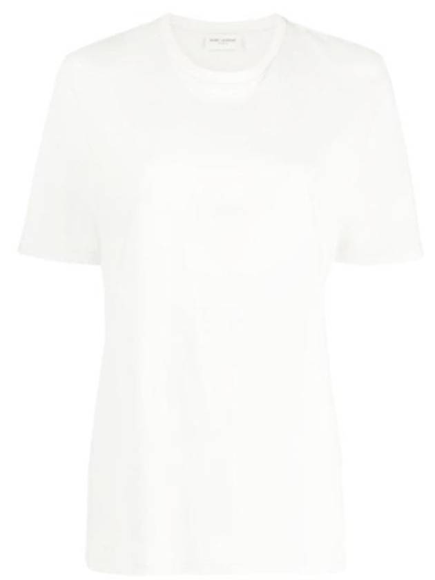 Crew Neck Cotton Short Sleeve T-shirt White - SAINT LAURENT - BALAAN 6