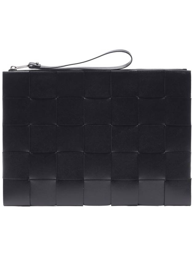 Intrecciato Weaving Strap Clutch Bag Black - BOTTEGA VENETA - BALAAN 3