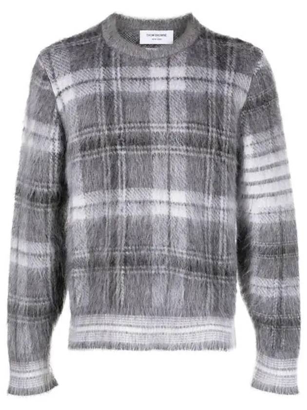 Check 4 Bar Mohair Knit Top Grey - THOM BROWNE - BALAAN 2