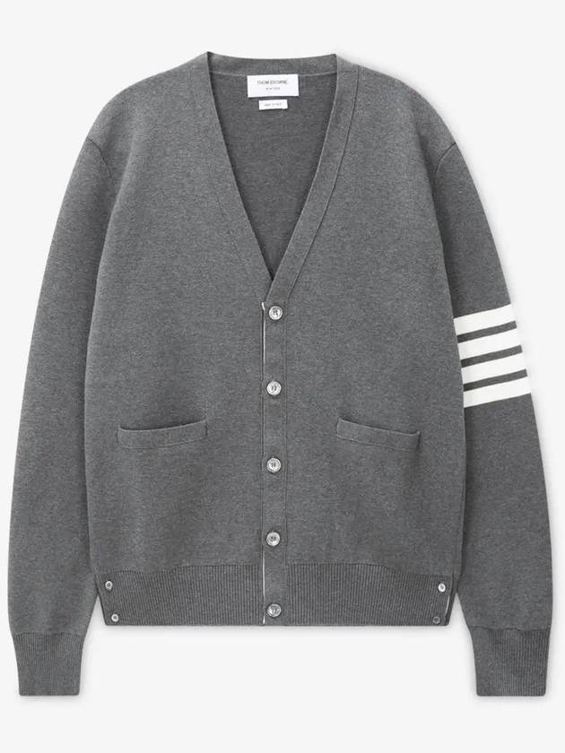 Milano Stitch 4-Bar Cardigan Medium Grey - THOM BROWNE - BALAAN 3