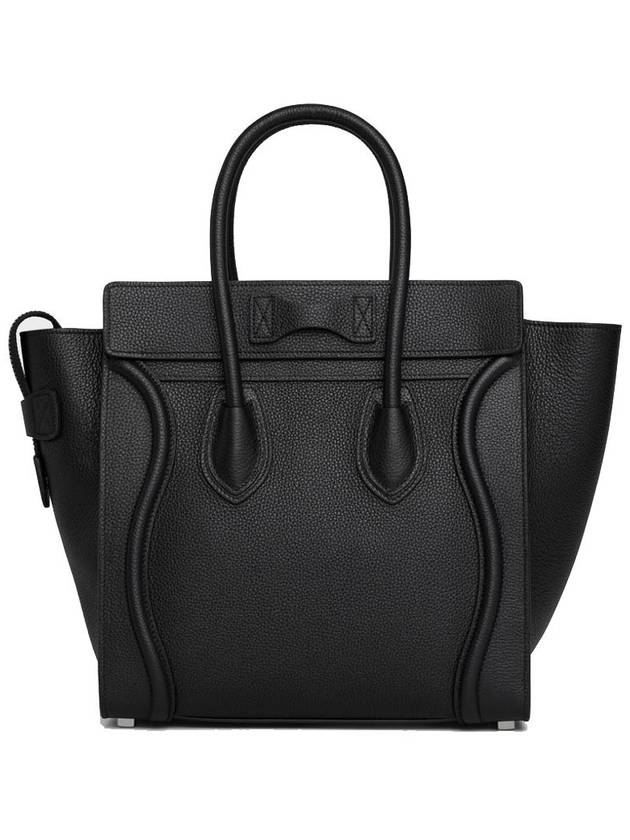 Drummed Calfskin Micro Luggage Tote Bag Black - CELINE - BALAAN 4