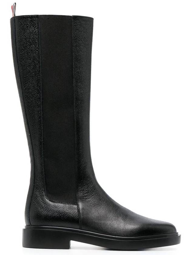 Logo Pebble Leather Chelsea Long Boots Black - THOM BROWNE - BALAAN 5