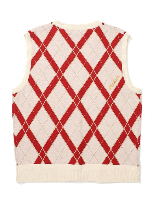 Argyle pattern open vest CREAM WOMAN - MALBON GOLF - BALAAN 2