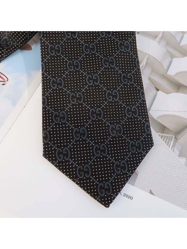 Men's GG Dot Pattern Silk Necktie Black - GUCCI - BALAAN 4