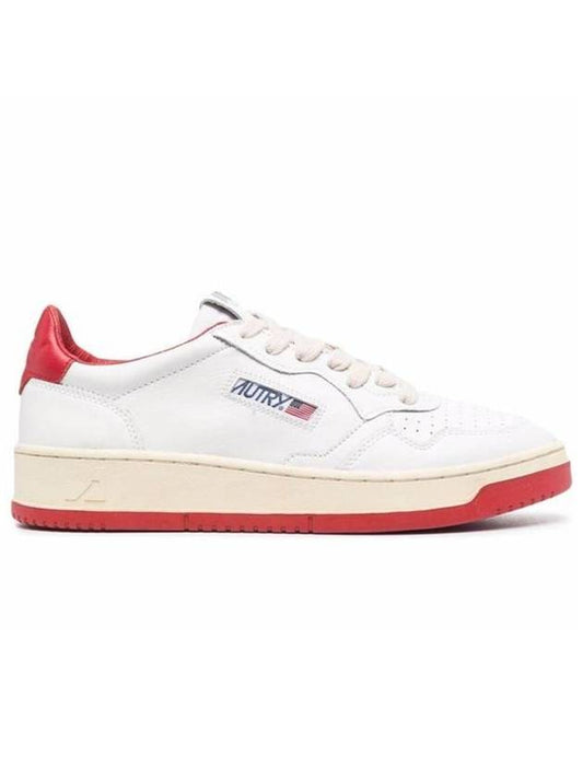 Medalist Leather Low Top Sneakers White Red - AUTRY - BALAAN 1