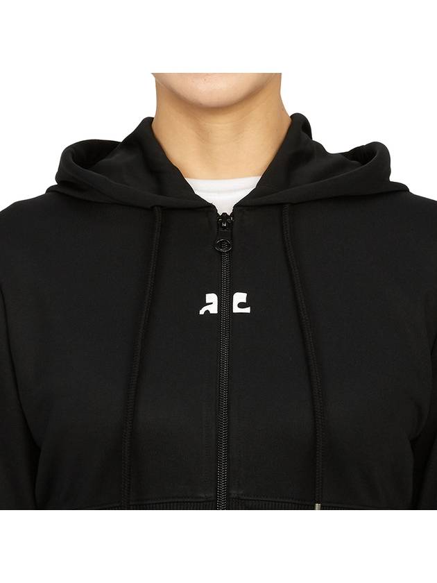 Courr ges 323JVE051JS0091 BLACK Women s Crop Hooded Zip up - COURREGES - BALAAN 9