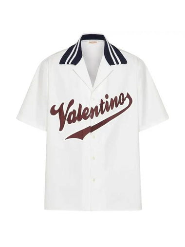 Cotton Bowling Patch Short Sleeve Shirt White - VALENTINO - BALAAN 1