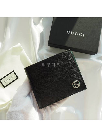 GG Interlocking Two Tone Half Wallet Black - GUCCI - BALAAN 2