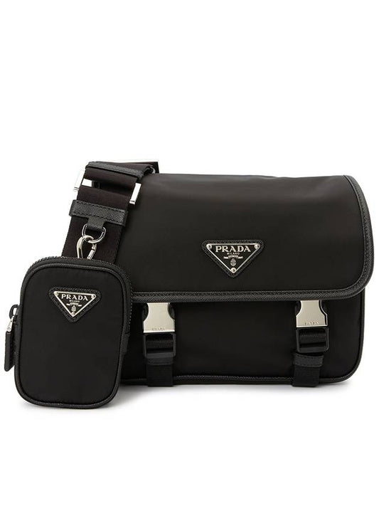 Re-Nylon Saffiano Leather Cross Bag Black - PRADA - BALAAN 2