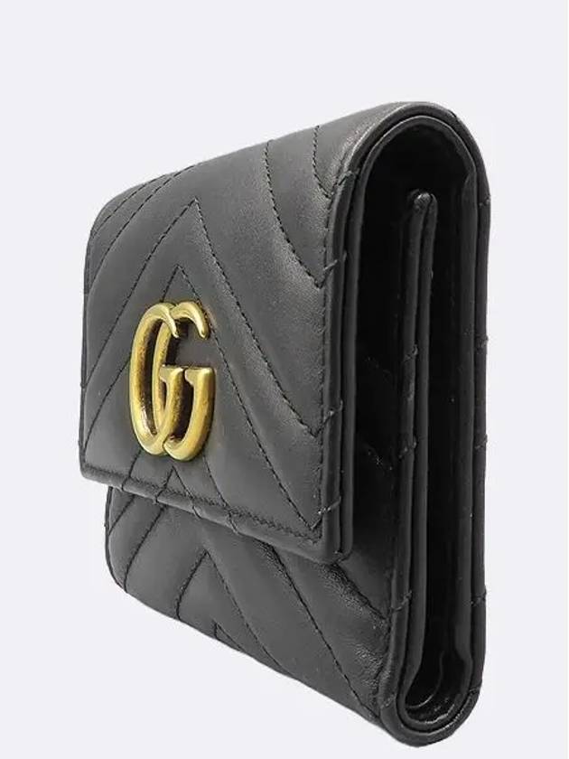 474802 Black leather GG logo MARMONT Matelasse medium wallet - GUCCI - BALAAN 3