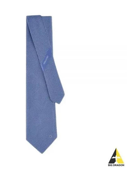 Embroidered Logo Silk Tie Blue - SALVATORE FERRAGAMO - BALAAN 2