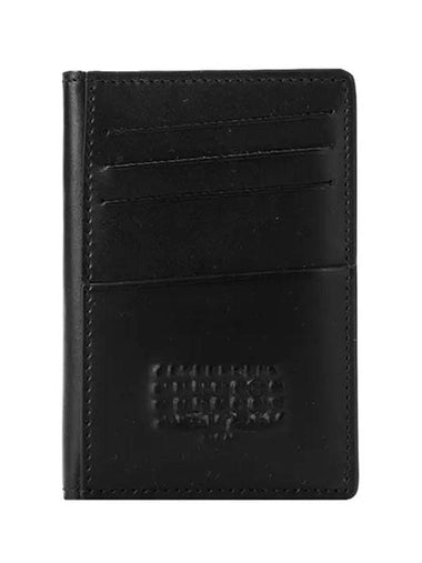 Embossed Number Logo Fold Leather Card Wallet Black - MAISON MARGIELA - BALAAN 1