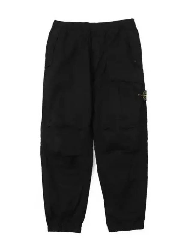 Logo Twill Cotton Cargo Track Pants Black - STONE ISLAND - BALAAN 2