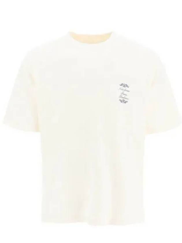 Drol de Monsieur Logo Print Cotton T Shirt Short Sleeve Cream BTS149CO002 - DROLE DE MONSIEUR - BALAAN 1