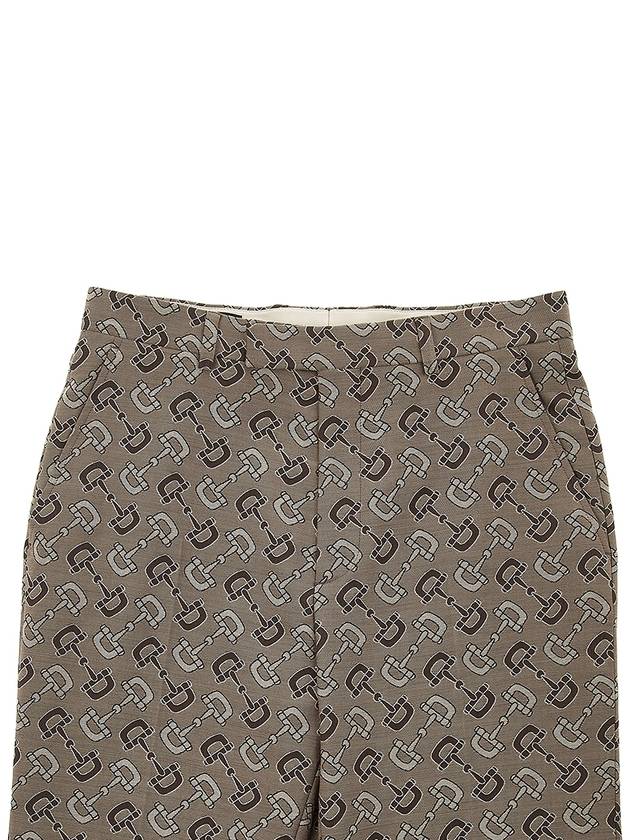 Maxi Horsebit Cotton Slacks Brown - GUCCI - BALAAN 4