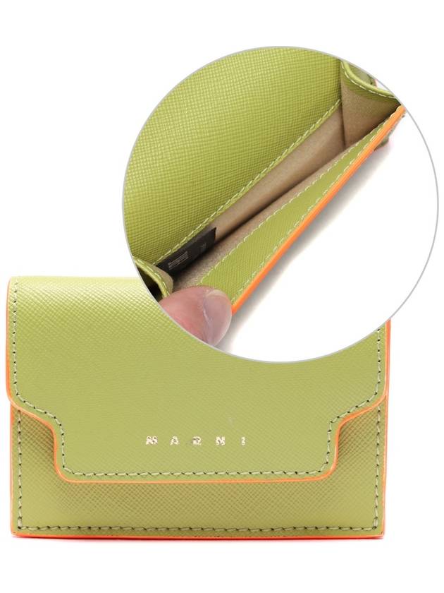 Saffiano Logo Trifold Bifold Wallet Green - MARNI - BALAAN.