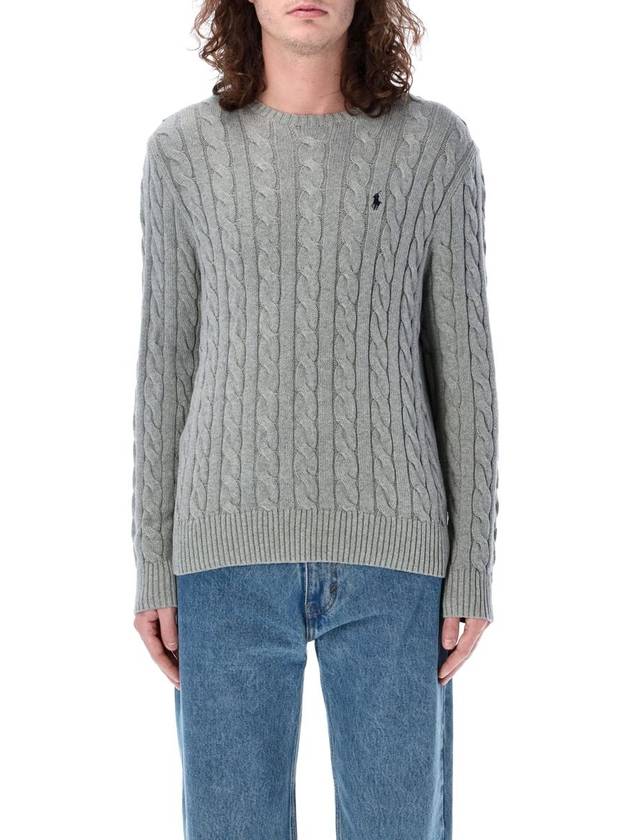 Embroidery Logo Cable Knit Top Grey - POLO RALPH LAUREN - BALAAN 2