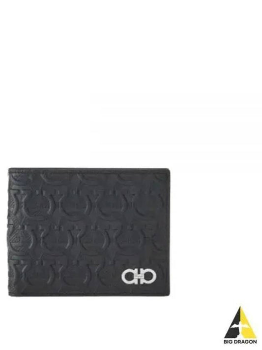 Gancini Logo Embossed Half Wallet Black - SALVATORE FERRAGAMO - BALAAN 2
