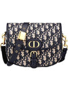 Oblique Bobby Medium Shoulder Bag Blue - DIOR - BALAAN 1