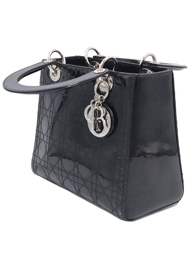 Women s Dior Christian CAL44551 Black Patent Cannage Lady Medium 2WAY gt bag Gangbuk used luxury goods - DIOR - BALAAN 5