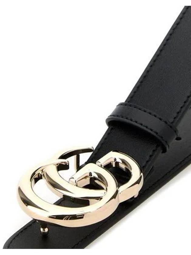 GG Marmont Thin Leather Belt Black - GUCCI - BALAAN 4