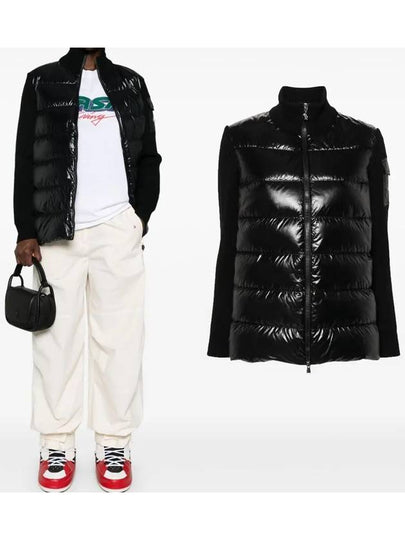 Padded Wool Cardigan Black - MONCLER - BALAAN 2