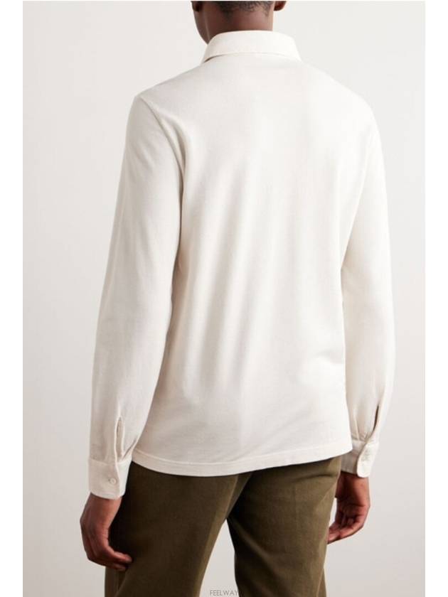 Men's Cotton Long Sleeve Polo Shirt Ivory - LORO PIANA - BALAAN 3