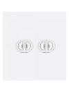 CD Navy Stud Metal Earrings Silver Finish - DIOR - BALAAN 1