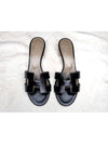 Oasis Calfskin Slipper Heels Noir Piqures Ecrues - HERMES - BALAAN 4