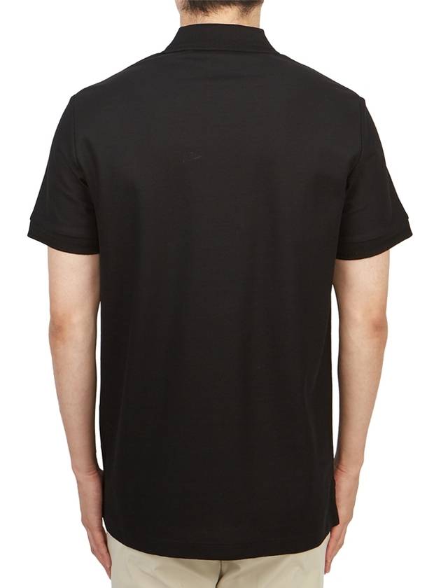 Men's Embroidered Logo Cotton Polo Shirt Black - BURBERRY - BALAAN 5