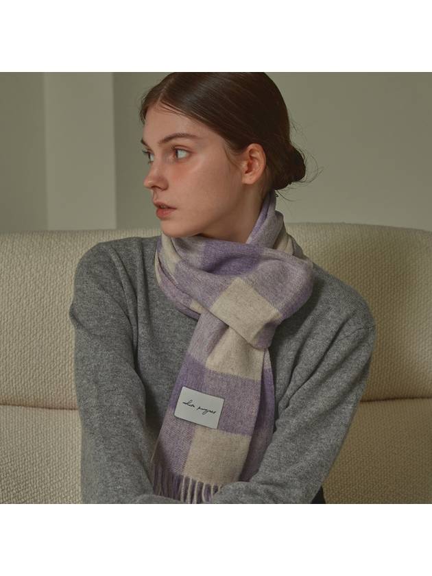 Pattern Virgin Wool Muffler Purple - WHITE PROJECT - BALAAN 2