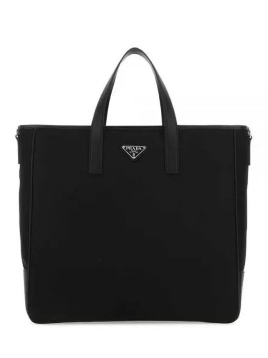 triangle logo saffiano tote bag black - PRADA - BALAAN 2