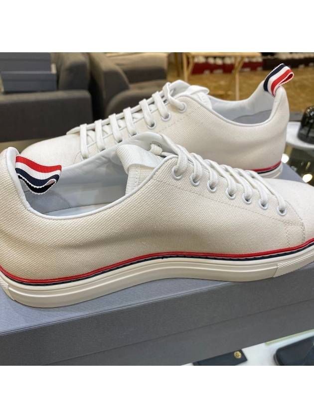 Men's Cotton Canvas Tennis Sneakers White - THOM BROWNE - BALAAN.