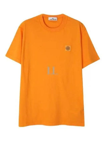 Pisato Effect Logo Patch Short Sleeve T-Shirt Orange - STONE ISLAND - BALAAN 2