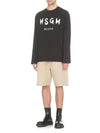 Milano Brushed Logo Long Sleeve T-Shirt Black - MSGM - BALAAN 4