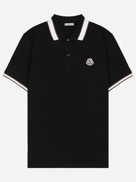 8A00018 89A16 999 Men s Logo Patch Polo Shirt Black 1064541 - MONCLER - BALAAN 1