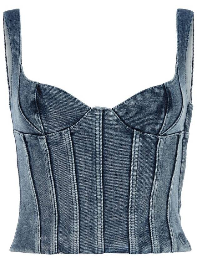 bustier denim crop top OWYP007S24DEN0014000 - OFF WHITE - BALAAN 2