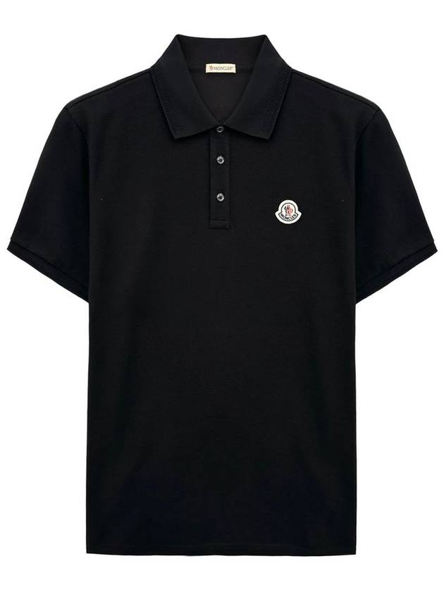 Logo Patch Short Sleeve Polo Shirt Black - MONCLER - BALAAN 2