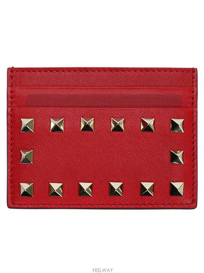 Rockstud Card Wallet Red - VALENTINO - BALAAN 2