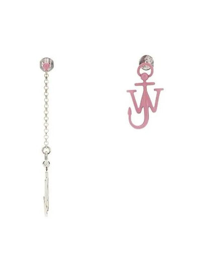 Anchor Asymmetrical Metal Earrings Pink Silver - JW ANDERSON - BALAAN 2