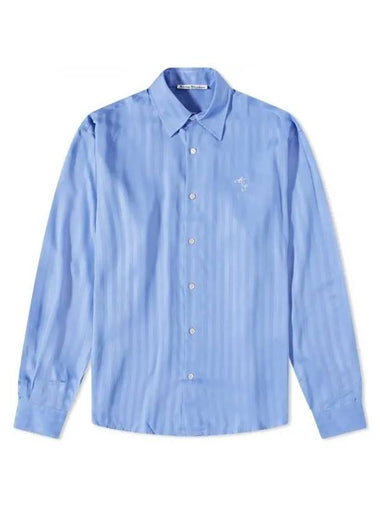 Embroidered Logo Stripe Long Sleeve Shirt Blue - ACNE STUDIOS - BALAAN 1