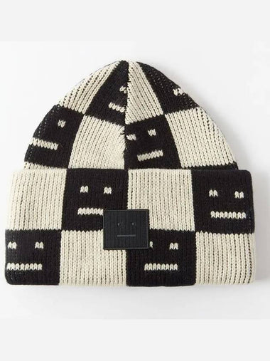 FACE check rib beanie white black - ACNE STUDIOS - BALAAN 1