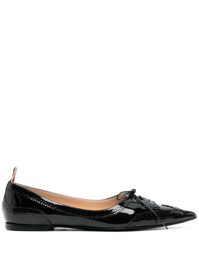 Patent Pointed Toe Wingtip Ballerina Black - THOM BROWNE - BALAAN 2