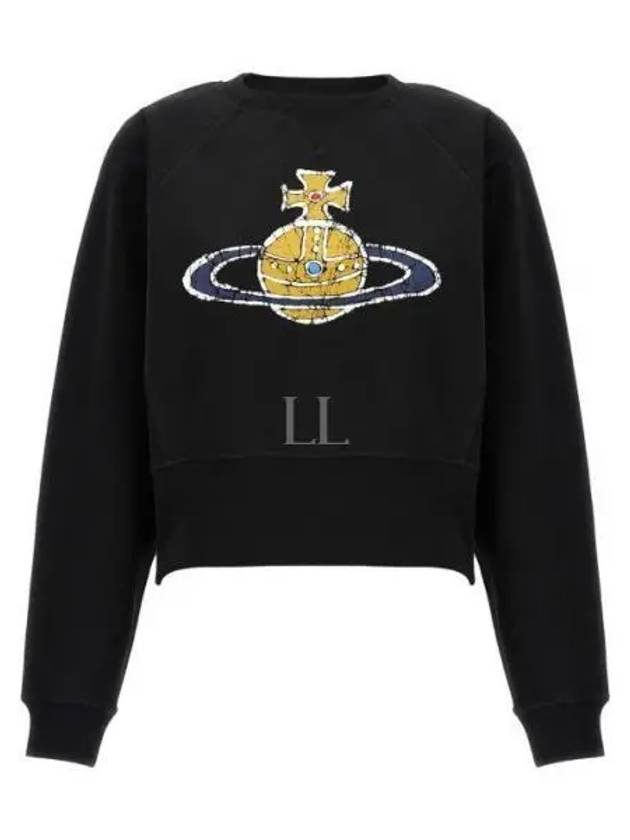 Logo Print Cotton Sweatshirt Black - VIVIENNE WESTWOOD - BALAAN 2