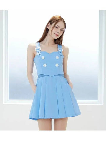 Golf Wear Pleated Suspenders One Piece Blue - J JANE - BALAAN 1