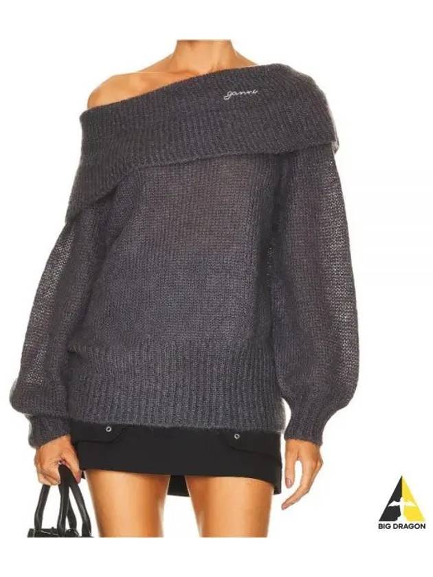 Women's Off Shoulder Knit Top Grey - GANNI - BALAAN 2