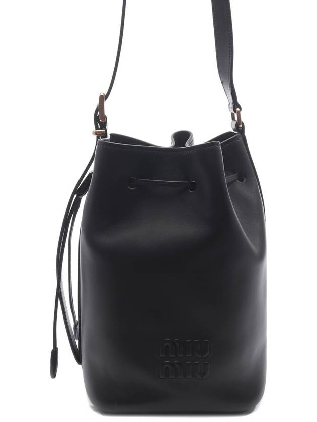 Logo Leather Bucket Bag Black - MIU MIU - BALAAN 3