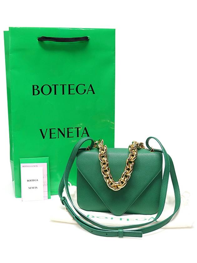 Bottega Veneta 667399 Jungle Green Grain Calfskin Gold Chain Envelope Mount Bag Small 2WAY - BOTTEGA VENETA - BALAAN 2