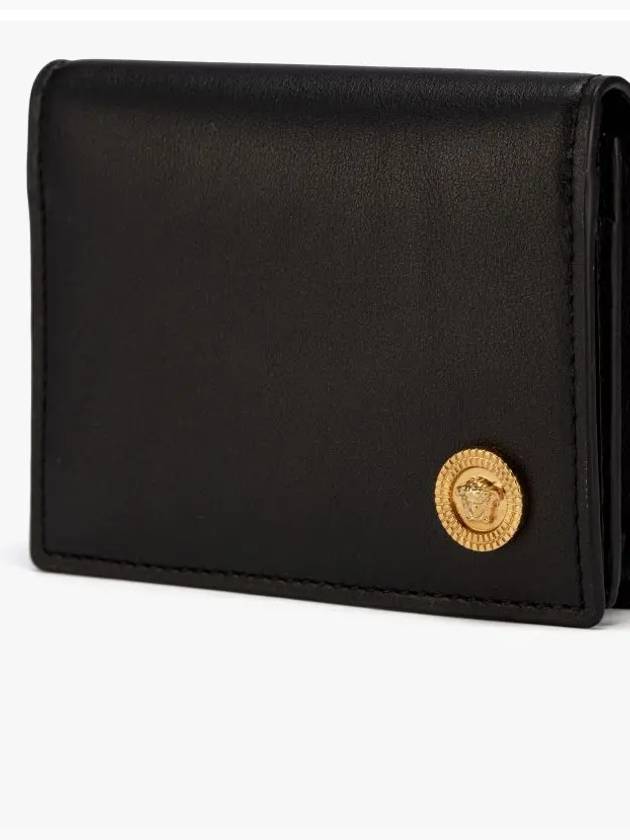 Medusa Leather Fold Card Wallet Black - VERSACE - BALAAN.